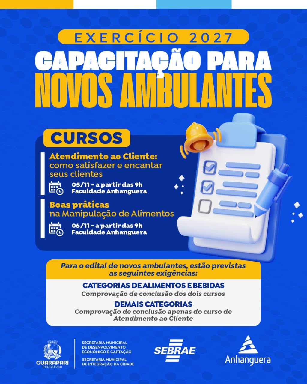 Guarapari oferece capacitação para novos ambulantes antes do edital de 2027